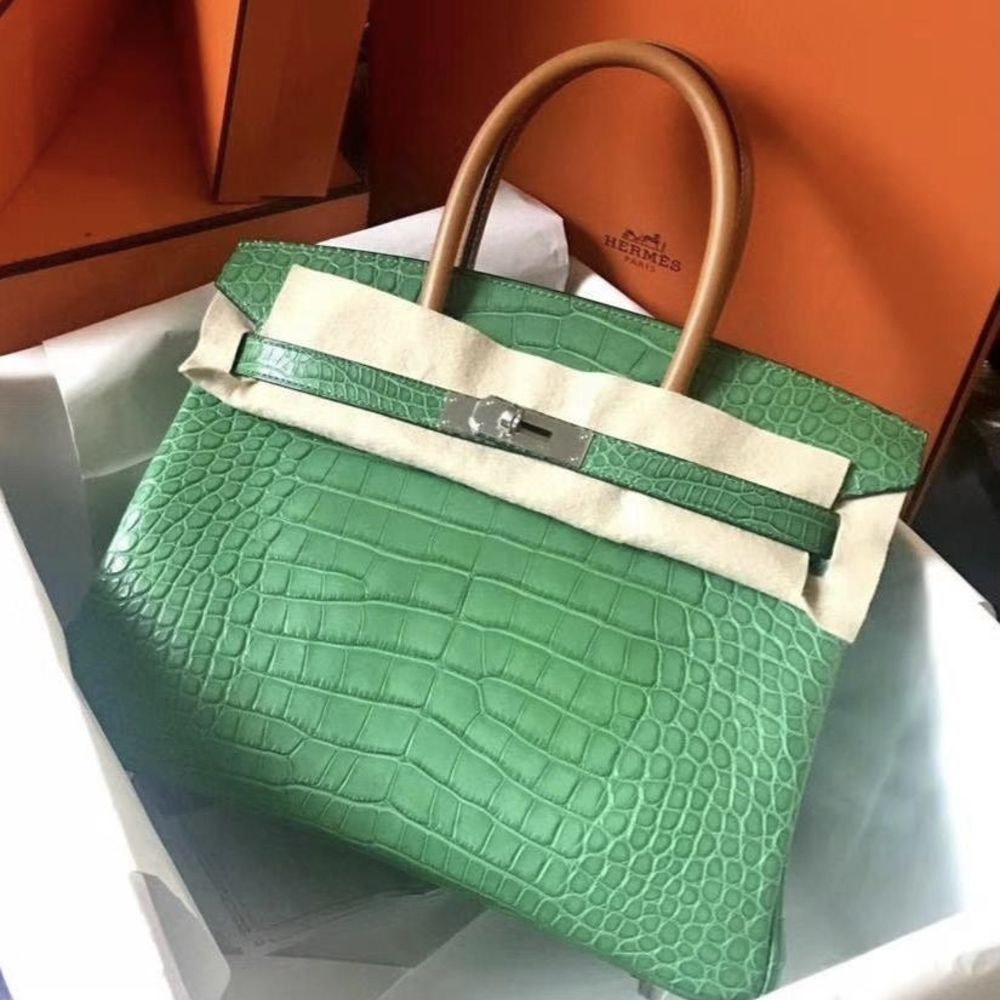 Hermès Birkin 30 Cactus/Naturel-Sable Touch Alligator Mississippi Matte  Palladium Hardware PHW