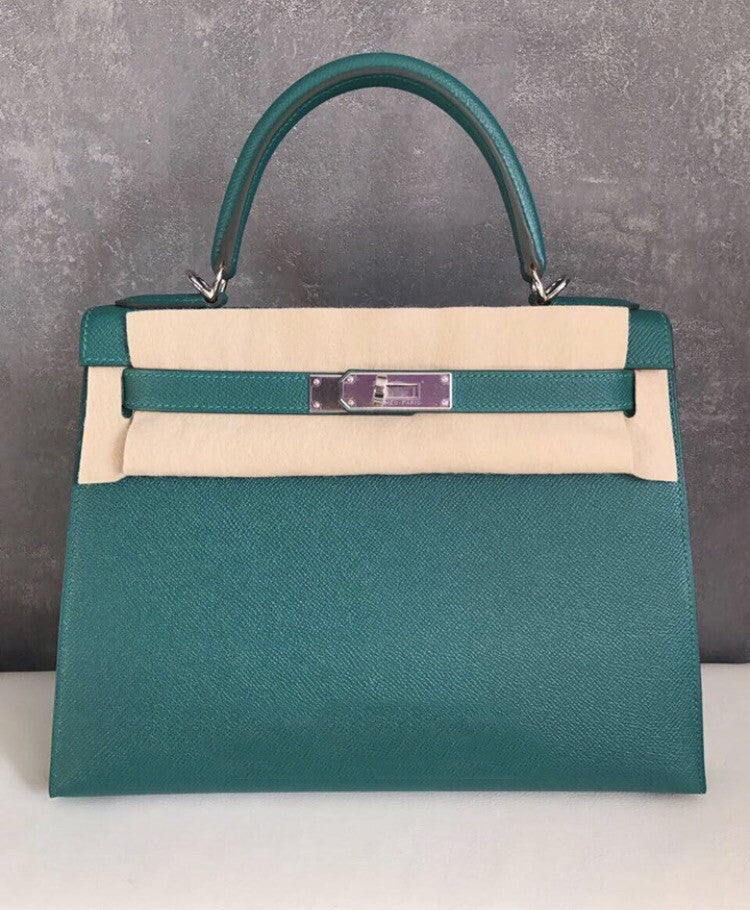 Hermès Kelly 28 Malachite Sellier Epsom Palladium Hardware PHW A Stamp 2017 <!18879157> - The French Hunter
