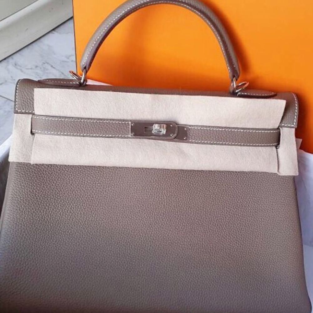Hermès Kelly 32 Etoupe Togo Palladium Hardware PHW A Stamp 2017 <!27847438> - The French Hunter