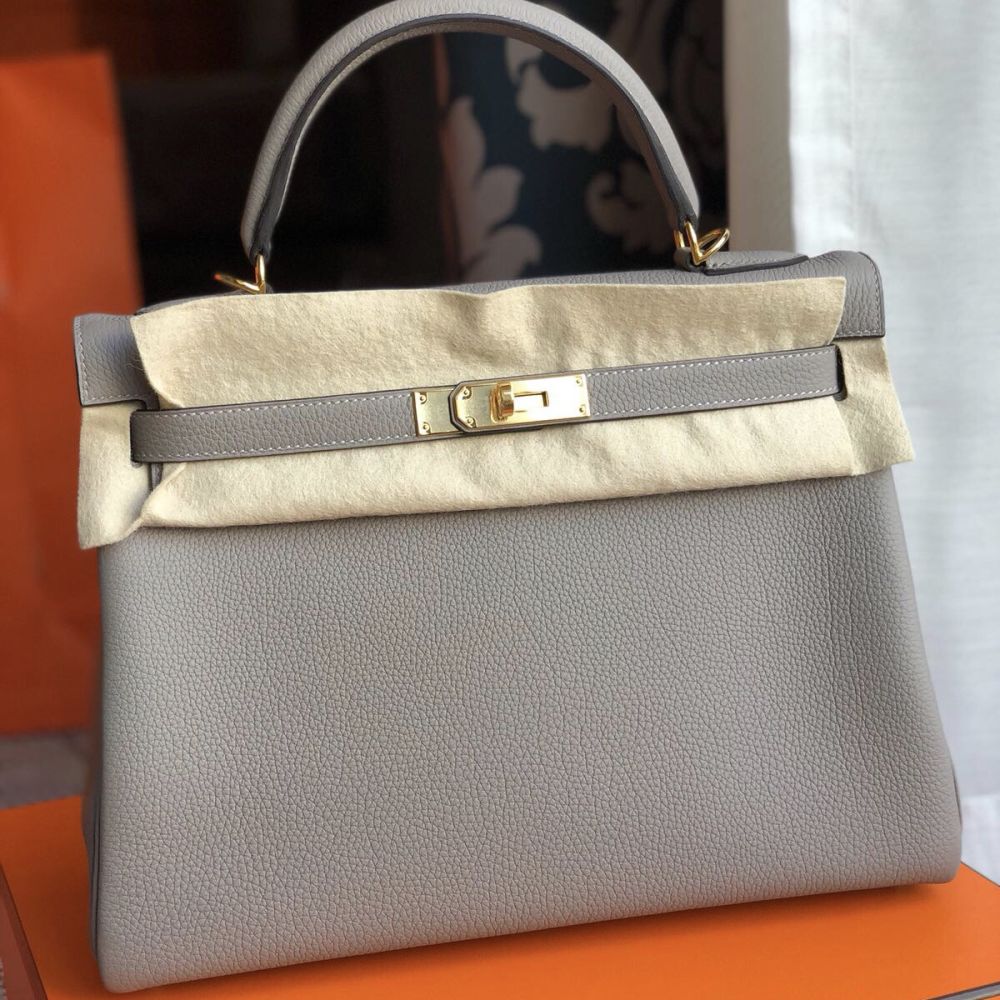 Hermès Kelly 32 Gris Asphalte Togo Gold Hardware GHW C Stamp 2018 <!27987831> <!SOLD> <!SOLD> <!SOLD> <!SOLD> - The French Hunter