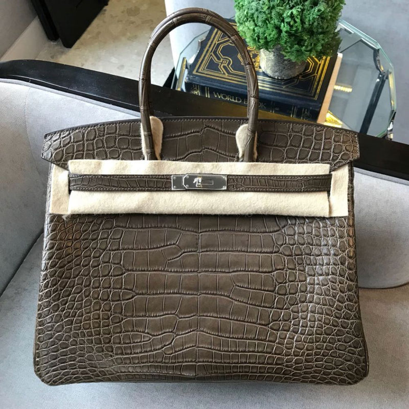 Hermès Birkin 35 Gris Elephant Alligator Mississippi Matte Palladium Hardware PHW X Stamp 2016 <!27989012> <!SOLD> - The French Hunter