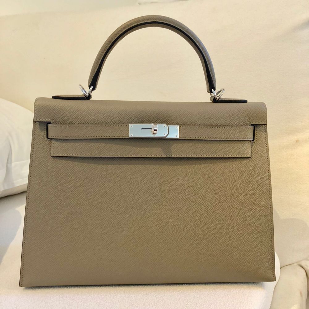 Hermès Kelly 32 Gris Asphalte Sellier Epsom Palladium Hardware PHW C Stamp 2018 <!28084992> <!SOLD> <!SOLD> <!SOLD> <!SOLD> - The French Hunter