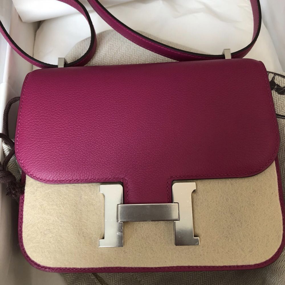 Hermès Constance 18 Rose Pourpre Evercolor Palladium Hardware PHW C Stamp 2018 <!28198397> - The French Hunter