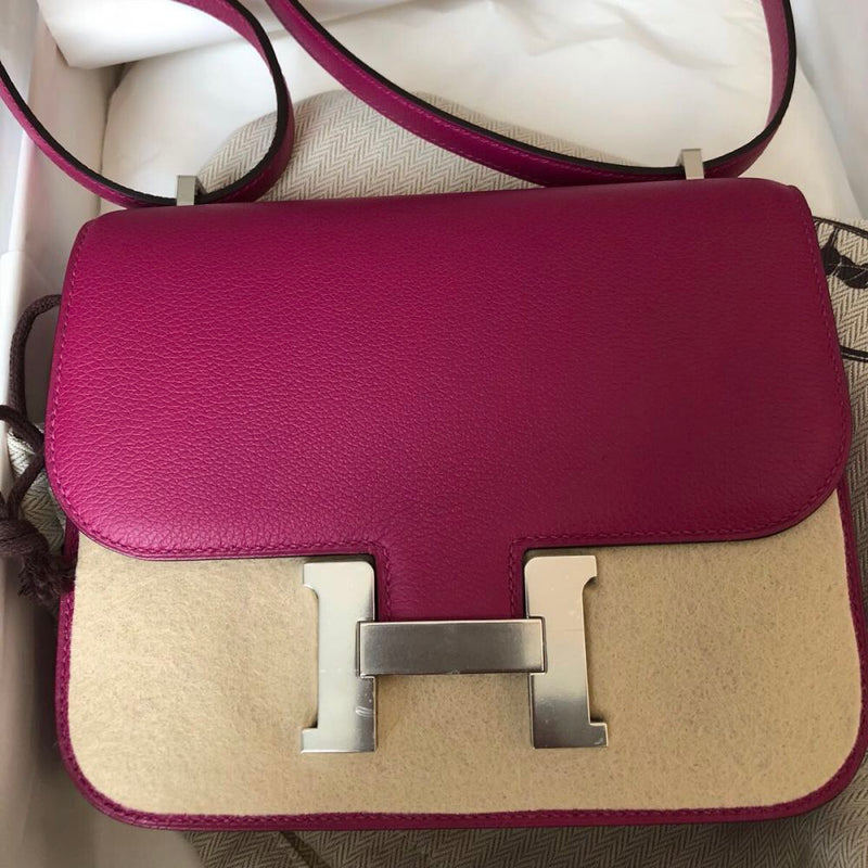 Hermès Constance 18 Rose Pourpre Evercolor Palladium Hardware PHW C Stamp 2018 <!28198397> - The French Hunter
