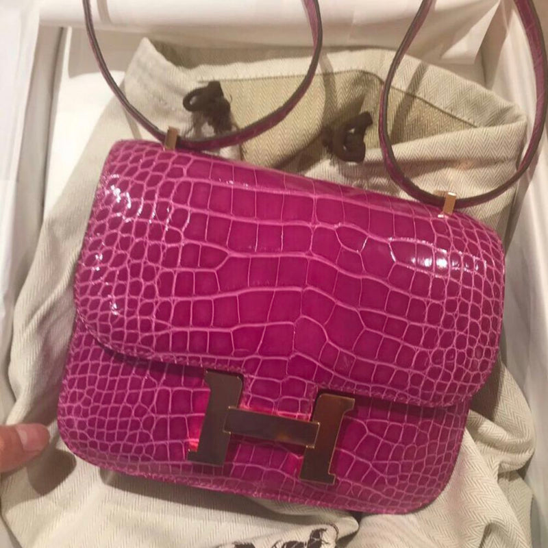 Hermès Constance 18 Rose Sheherazade Alligator Mississippi Lisse Rose Gold Hardware RGHW C Stamp 2018 <!28198889> <!SOLD> <!SOLD> <!SOLD> <!SOLD> <!SOLD> - The French Hunter