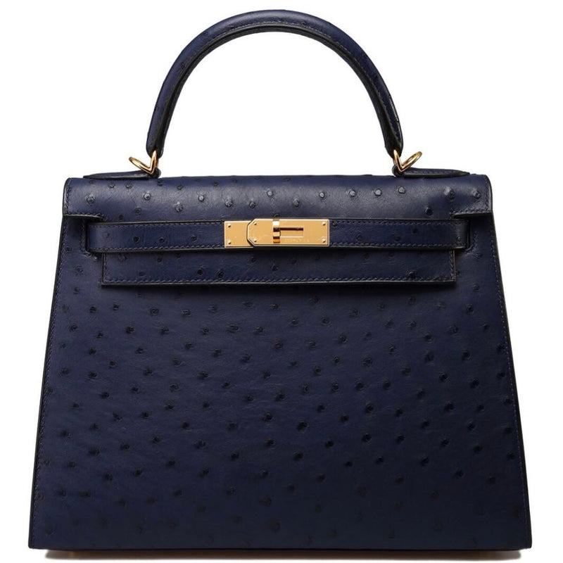 Hermès Kelly 25 Bleu Iris Sellier Ostrich Gold Hardware GHW C Stamp 2018 <!28212020> <!SOLD> - The French Hunter
