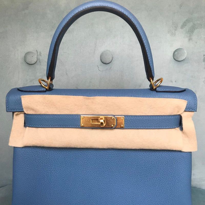 Hermès Kelly 28 Bleu Azur Togo Gold Hardware GHW C Stamp 2018 <!28294101> <!SOLD> <!SOLD> - The French Hunter