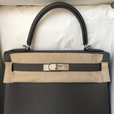 Hermès Kelly 32 Gris Etain Togo Gold Hardware GHW — The French Hunter