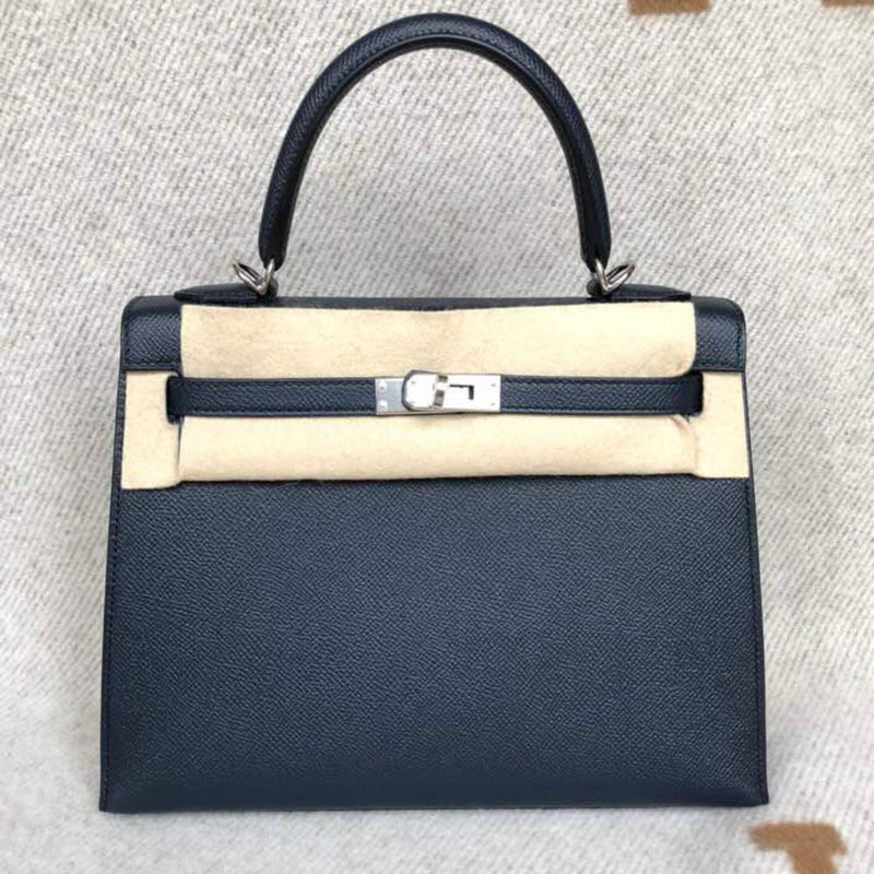 Hermès Kelly 25 Bleu Indigo Sellier Epsom Palladium Hardware PHW C Stamp 2018 <!28294278> <!SOLD> - The French Hunter