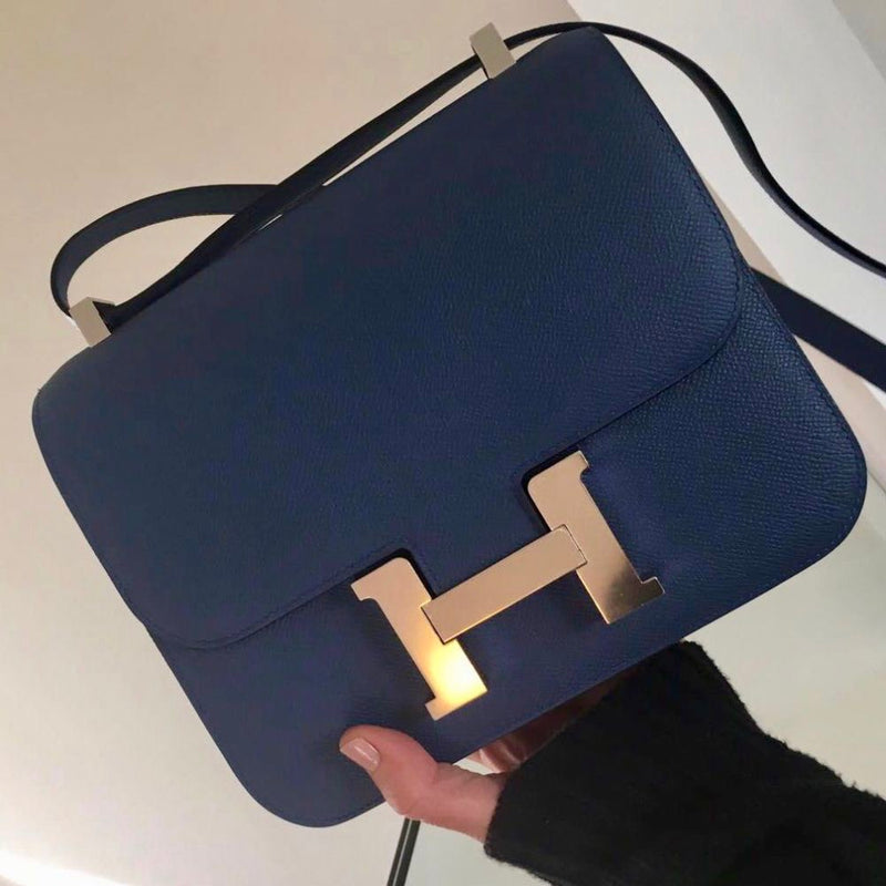 Hermès Constance 24 Bleu Agate/Gris Mouette Verso Epsom Palladium Hardware PHW A Stamp 2017 <!28294644> <!SOLD> <!SOLD> - The French Hunter