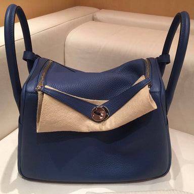 Hermès Lindy 30 Bleu Agate/Gris Mouette Verso Clemence Palladium Hardware PHW A Stamp 2017 <!28310114> - The French Hunter