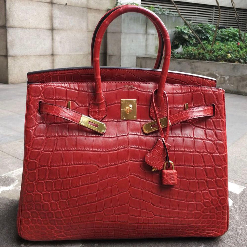 Hermès Birkin 35 Rouge H Crocodile Niloticus Matte Gold Hardware GHW Q Stamp 2012 <!28340892> <!SOLD> <!SOLD> - The French Hunter
