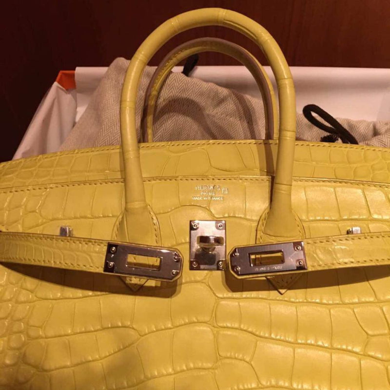 Hermès Birkin 25 Lime Alligator Mississippi Matte Palladium Hardware PHW C Stamp 2018 <!28346178> <!SOLD> - The French Hunter