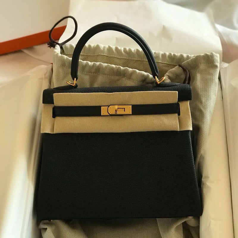 Hermès Kelly 25 Noir (Black) Togo Rose Gold Hardware RGHW C Stamp 2018 <!28378176> <!SOLD> <!SOLD> - The French Hunter