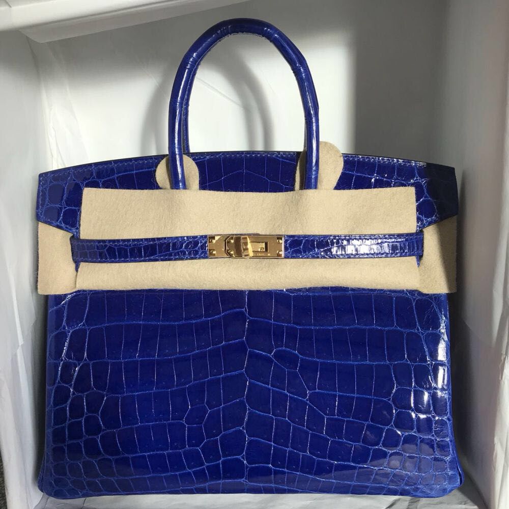 Hermès Birkin 25 Bleu Electrique Crocodile Niloticus Lisse Gold Hardware GHW A Stamp 2017 <!28484503> - The French Hunter