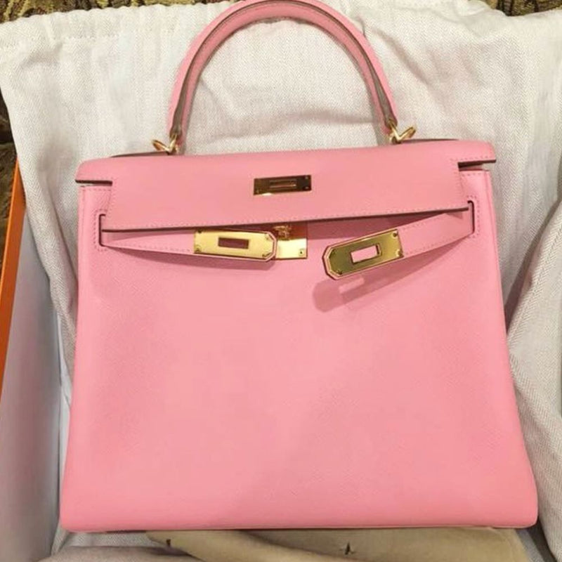 Hermès Kelly 28 Rose Confetti Epsom Gold Hardware GHW T Stamp 2015 <!28484793> <!SOLD> - The French Hunter