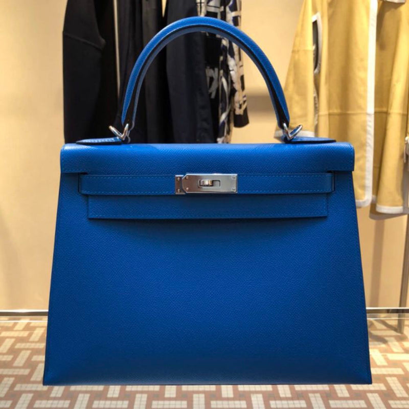 Hermès Kelly 28 Bleu Zanzibar Sellier Epsom Palladium Hardware PHW C Stamp 2018 <!28486122> <!SOLD> <!SOLD> - The French Hunter