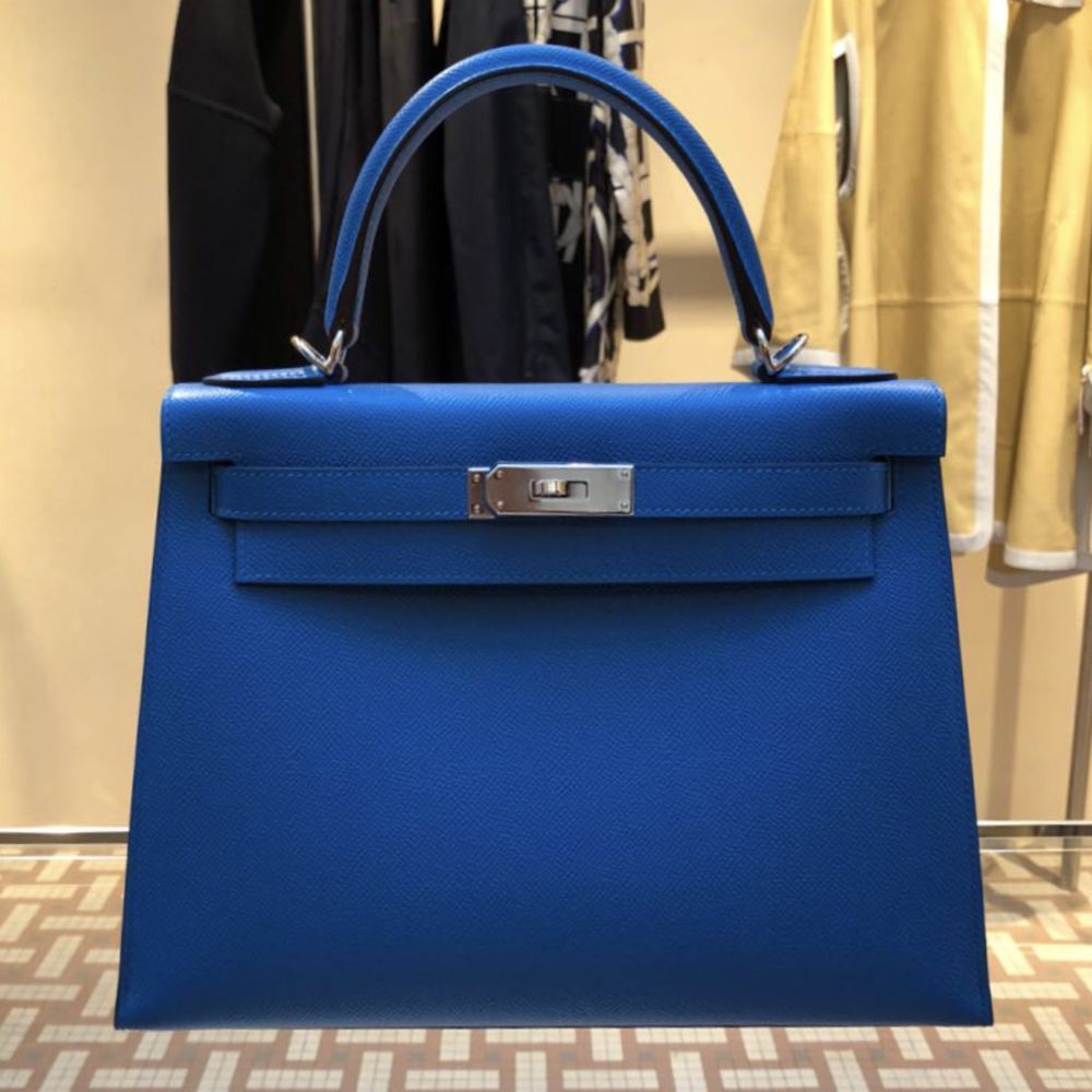 Hermes Birkin Handbag Bleu Zanzibar Epsom with Palladium Hardware