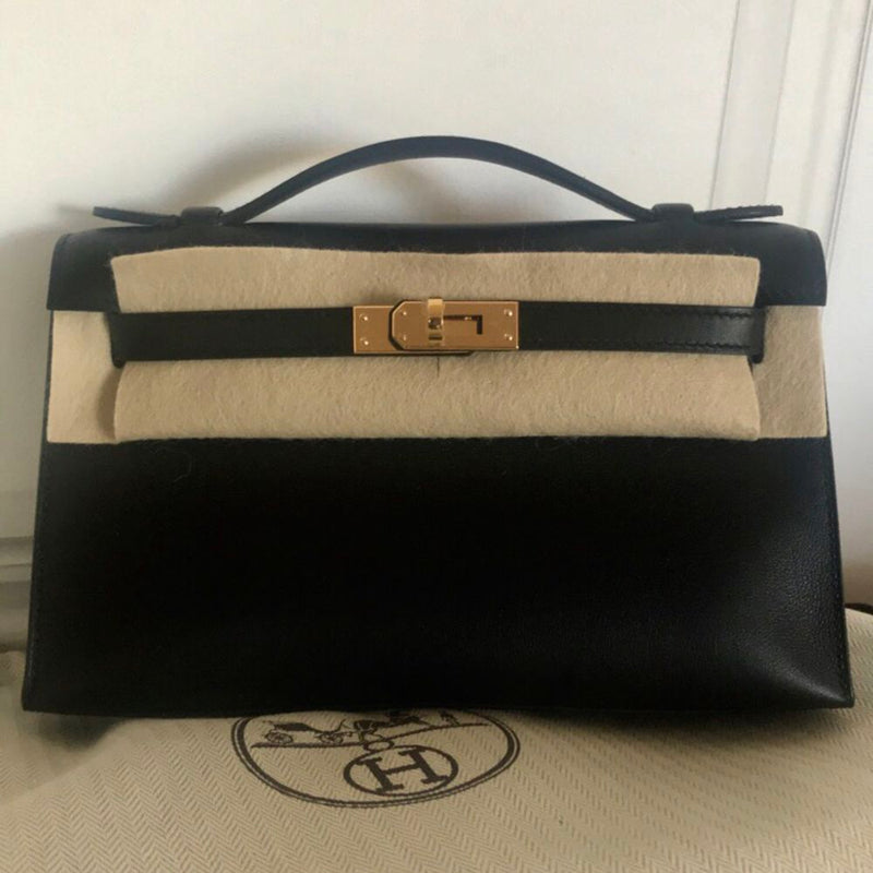 Hermès Kelly Pochette Noir (Black) Swift Gold Hardware GHW C Stamp 2018 <!28552699> <!SOLD> <!SOLD> <!SOLD> <!SOLD> <!SOLD> - The French Hunter