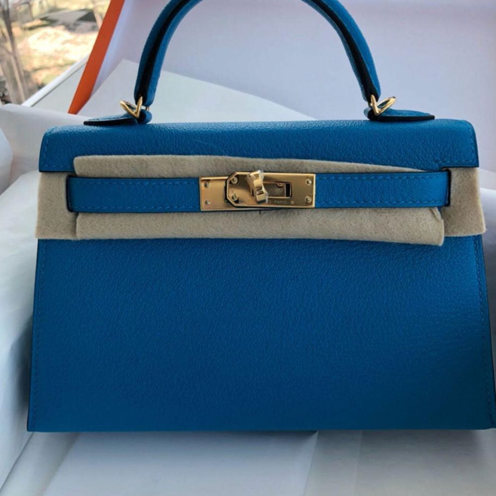 Hermès Kelly 20 Bleu Zanzibar Sellier Chevre Mysore Gold Hardware GHW — The  French Hunter