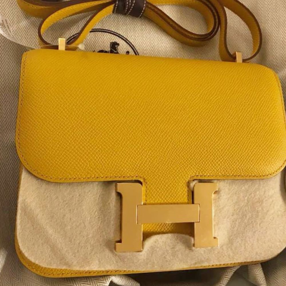Replica Hermes Constance 18 Handmade Bag In Jaune Ambre Epsom Calfskin