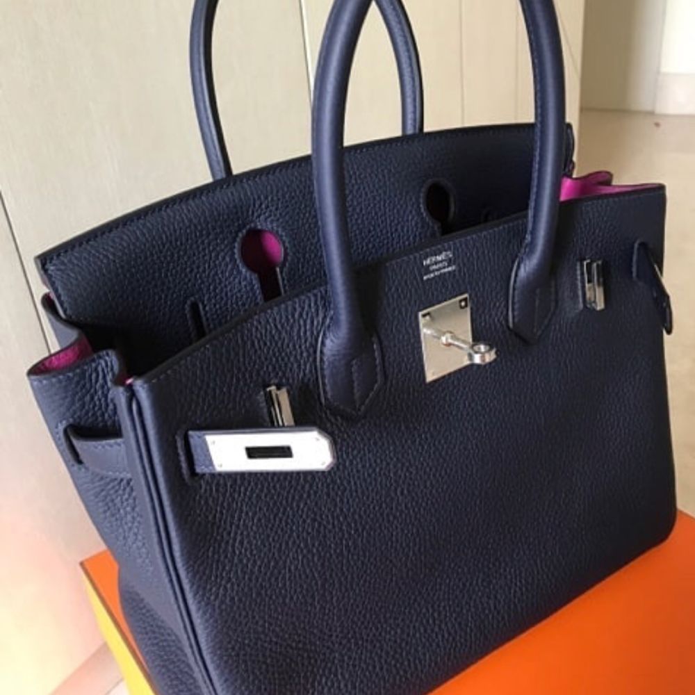 Hermès Birkin Limited Edition 30 Bleu Nuit/Rose Pourpre Verso Clemence Palladium Hardware PHW A Stamp 2017 <!28840050> - The French Hunter