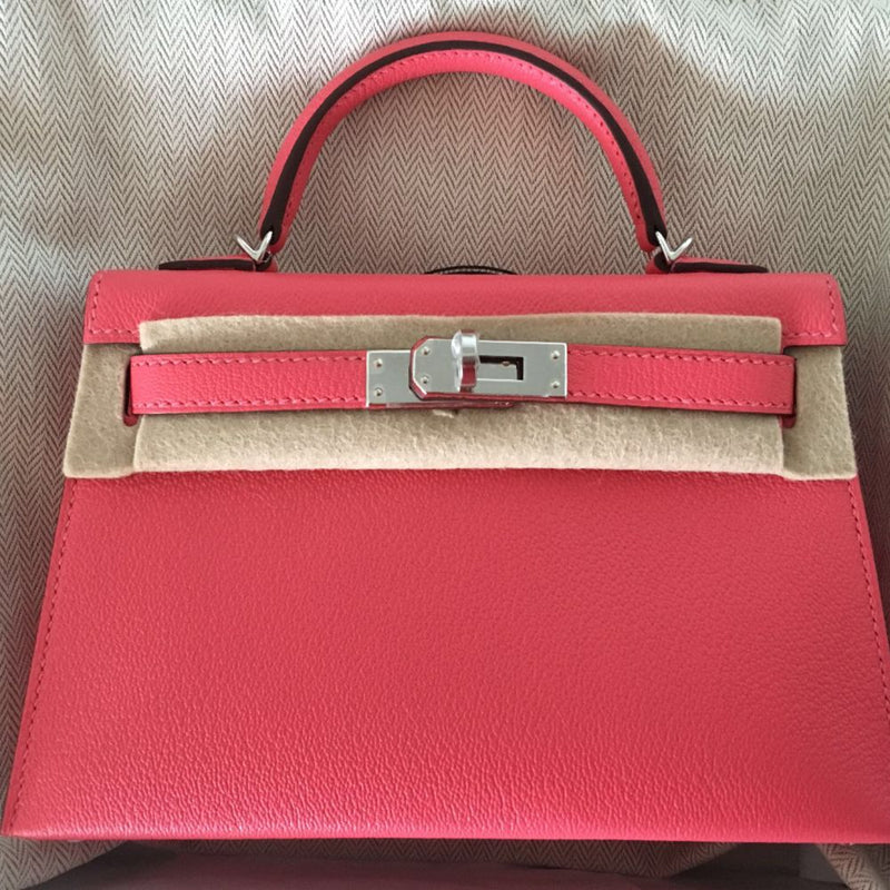 Hermès Kelly 20 Rose Lipstick Sellier Chevre Chandra Palladium Hardware PHW A Stamp 2017 <!29198645> - The French Hunter
