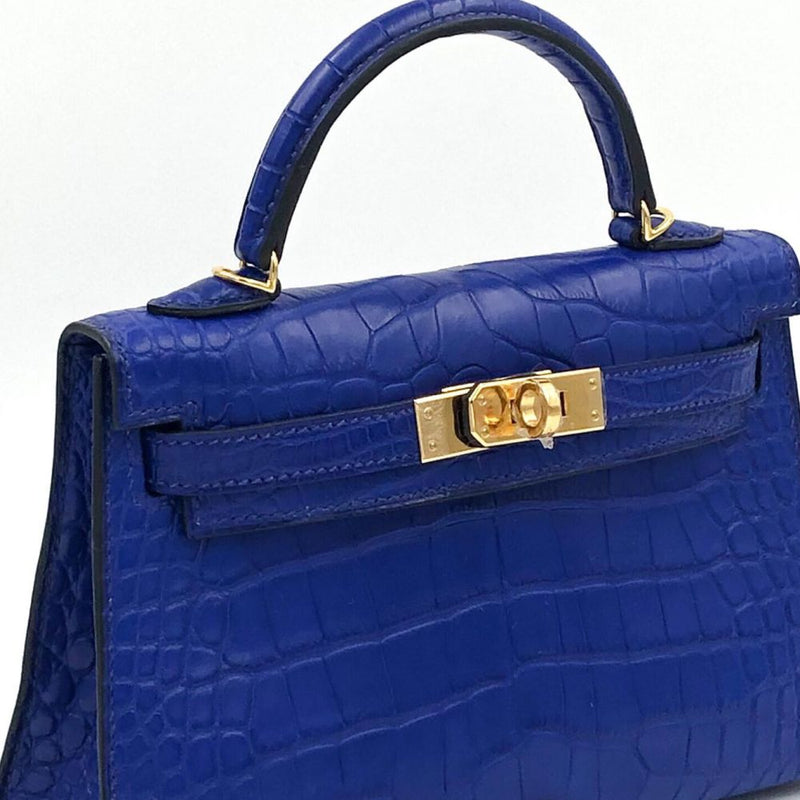 Hermès Kelly 20 Bleu Electrique Sellier Alligator Mississippi Matte Gold Hardware GHW C Stamp 2018 <!29199906> - The French Hunter