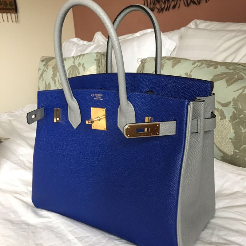 Hermès Birkin HSS 30 Bleu Electrique/Gris Mouette Epsom Gold Hardware GHW C Stamp 2018 <!29368489> <!SOLD> <!SOLD> - The French Hunter