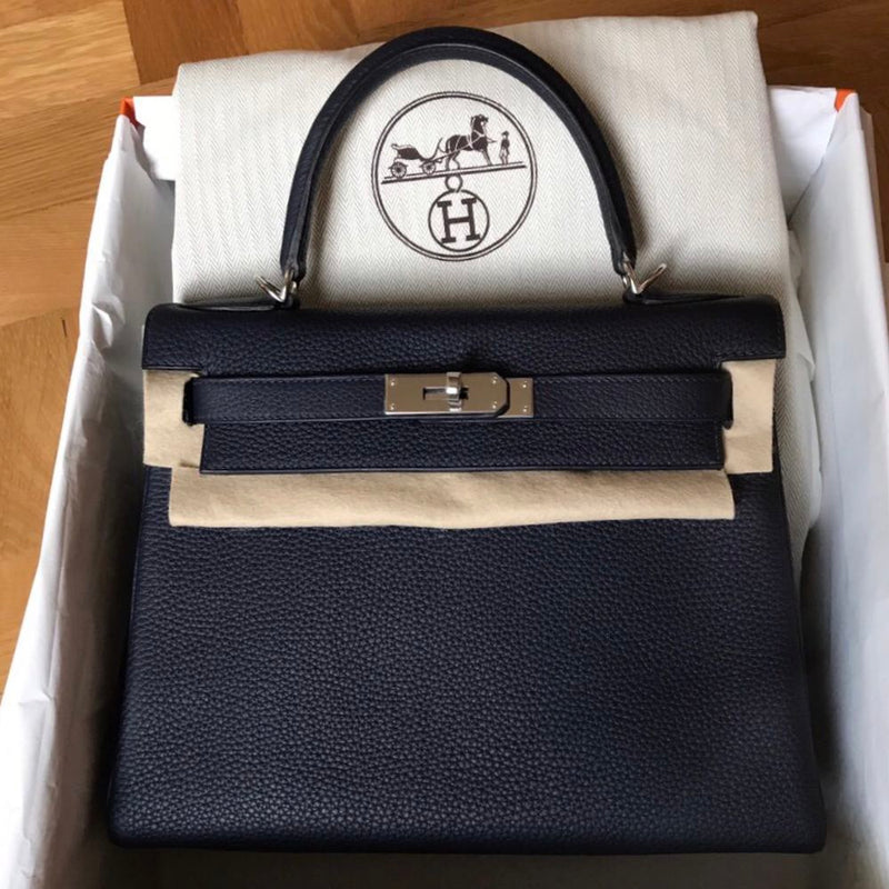 Hermès Kelly HSS 28 Bleu Nuit Clemence Palladium Hardware PHW C Stamp 2018 <!29383734> <!SOLD> <!SOLD> - The French Hunter