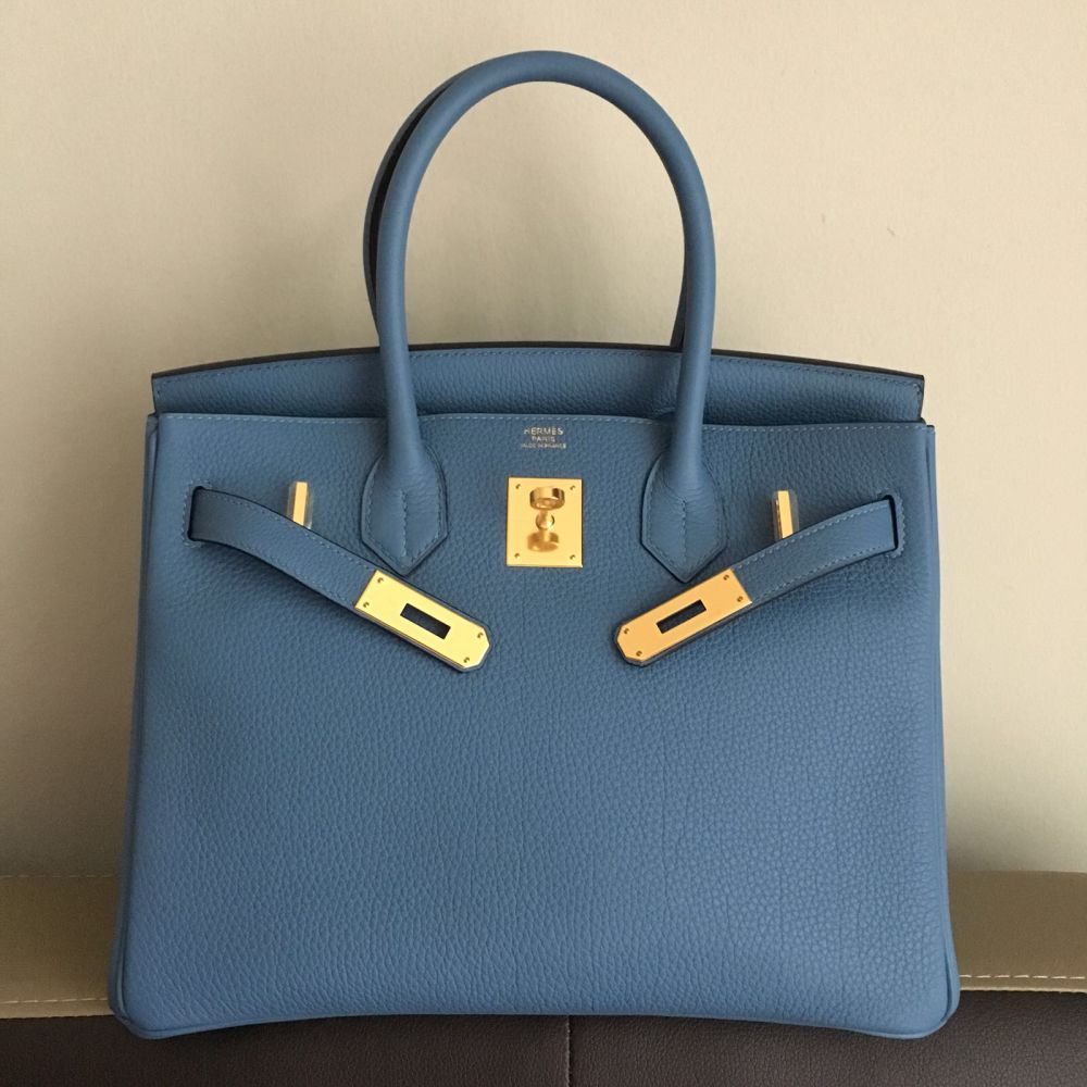 Hermes Birkin Handbag Blue Togo with Gold Hardware 30 Blue 217940462
