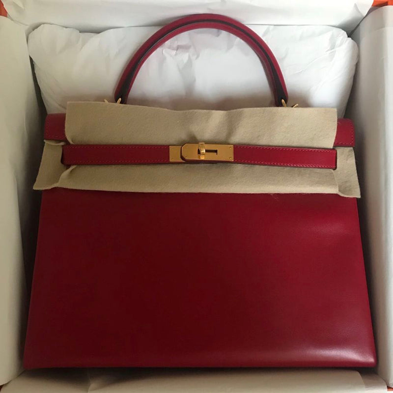 Hermès Kelly 32 Rouge Vif Tadelakt Gold Hardware GHW A Stamp 2017 <!29400319> - The French Hunter