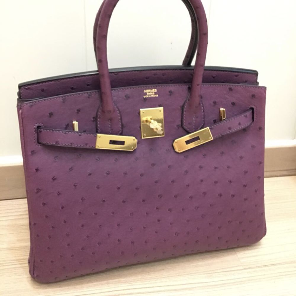 Hermès Birkin 30 Violet Ostrich Gold Hardware GHW Q Stamp 2012 <!29468124> <!SOLD> <!SOLD> - The French Hunter