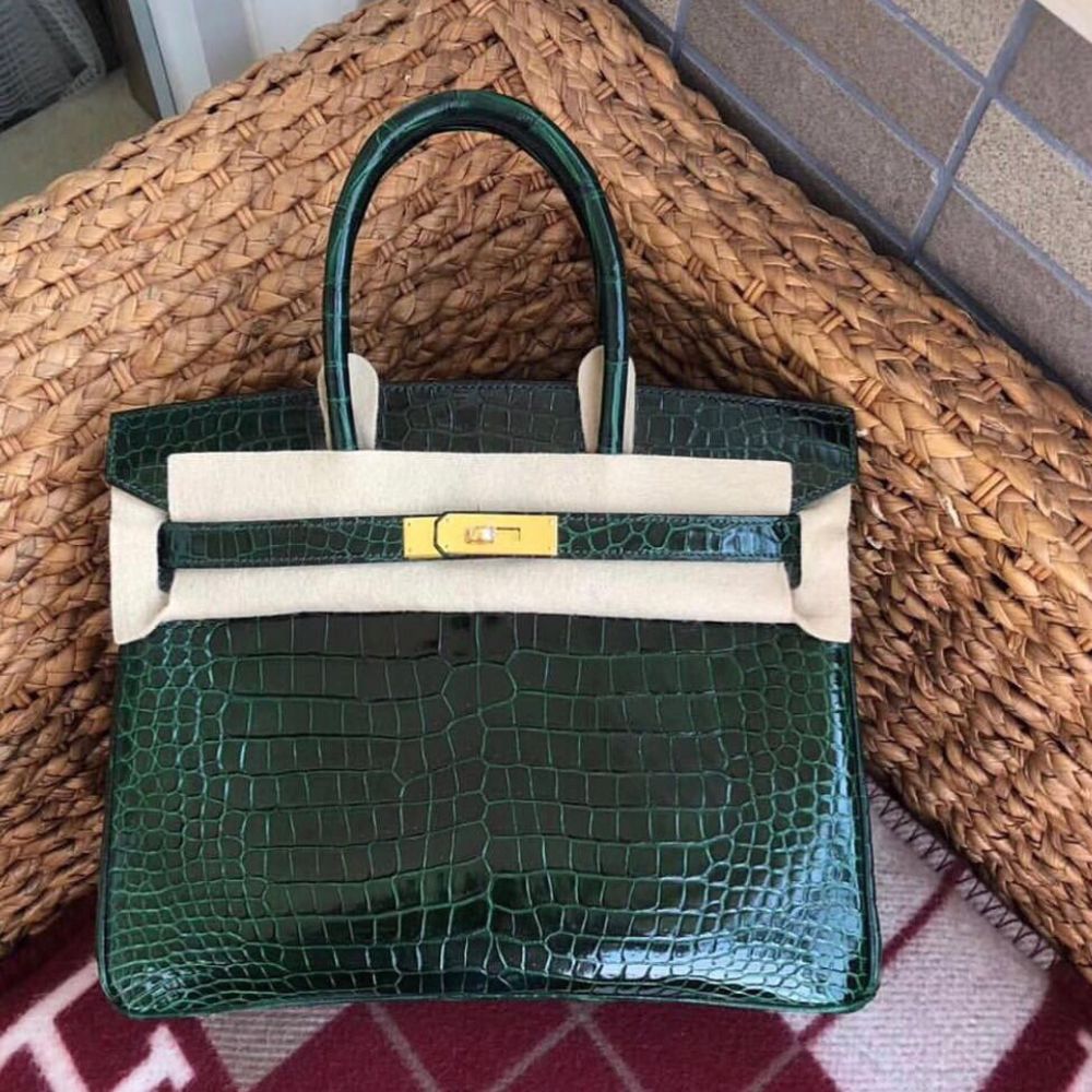 Hermès Birkin 30 Vert Fonce Crocodile Niloticus Lisse Gold Hardware GHW C Stamp 2018 <!29468283> - The French Hunter