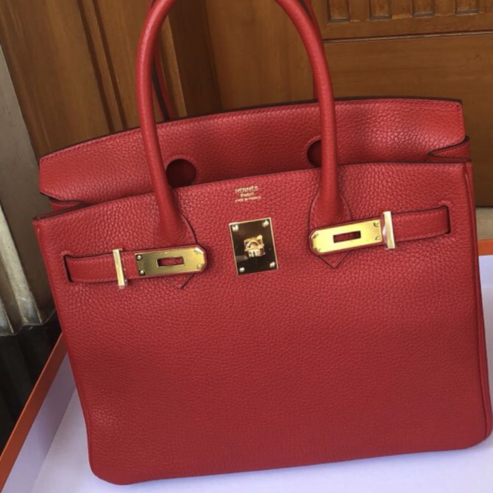Hermès Birkin 30 Rouge Casaque Clemence Gold Hardware GHW C Stamp 2018 <!29514009> - The French Hunter