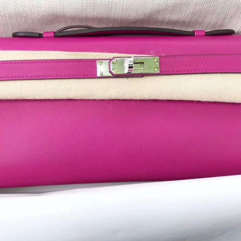 Hermès Kelly Cut Rose Pourpre Swift Palladium Hardware PHW C Stamp 2018 <!29514084> <!SOLD> - The French Hunter