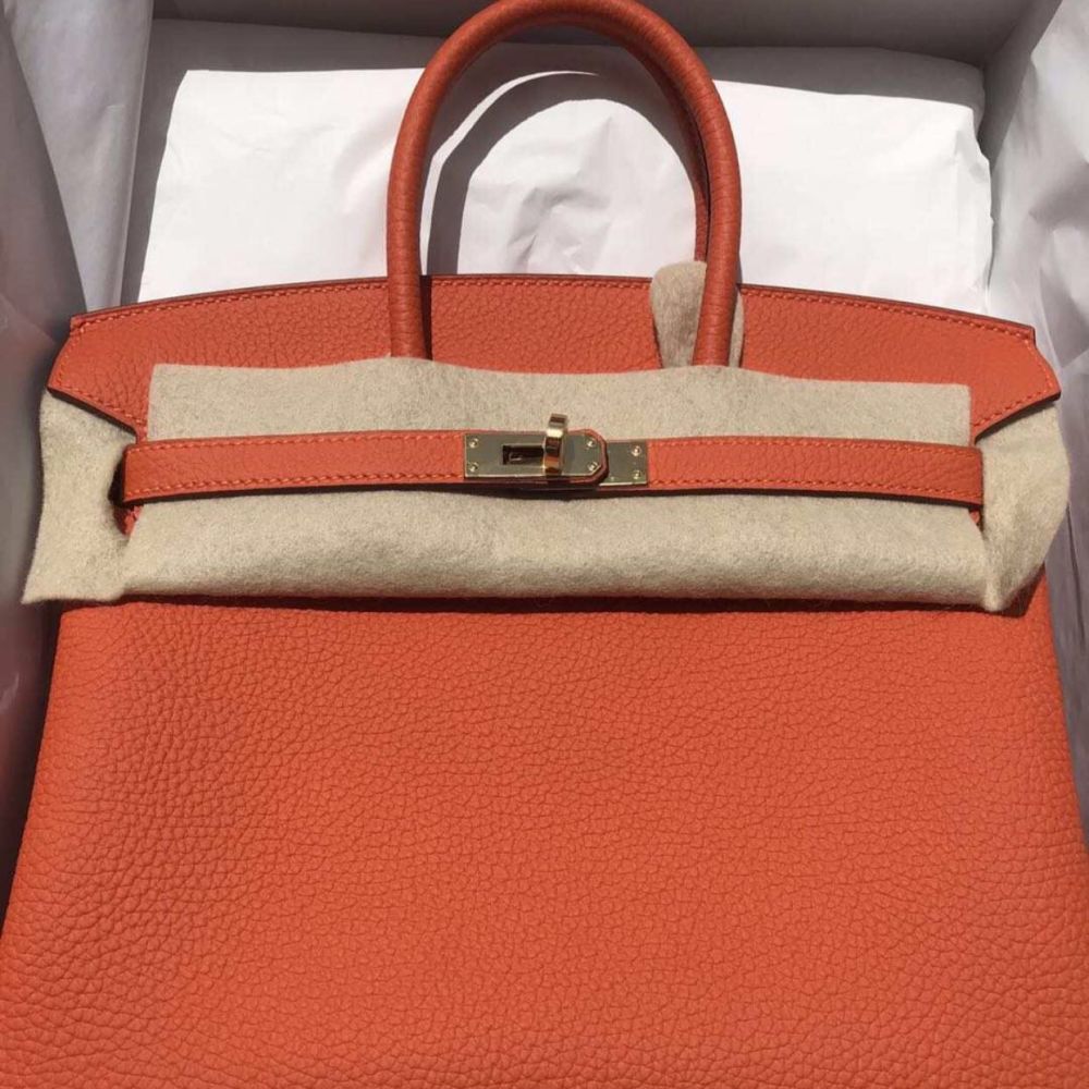 Hermes Birkin Bag 30 Feu Orange Gold Hardware Epsom leather