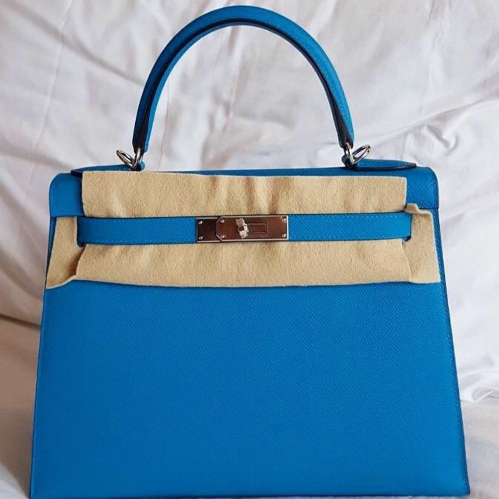 Hermès Kelly 28 Bleu Zanzibar Epsom Palladium Hardware PHW A Stamp 2017 <!29517227> <!SOLD> - The French Hunter