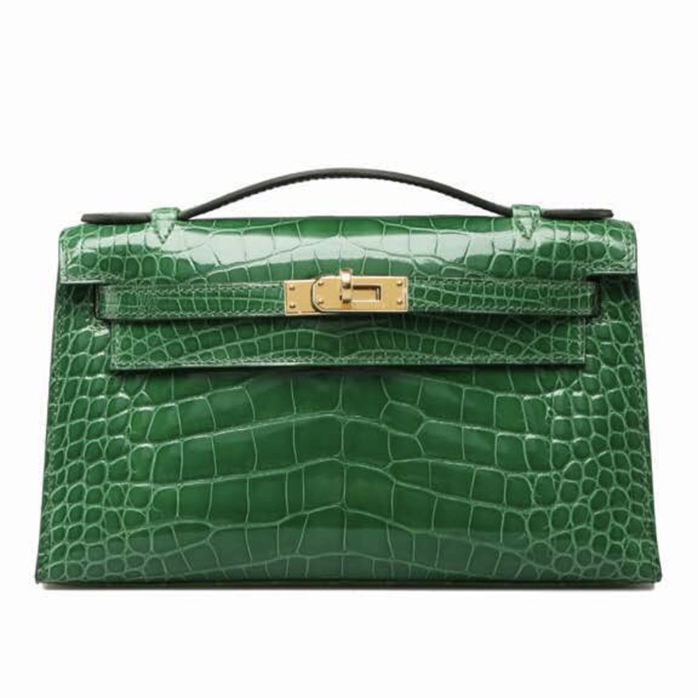 Hermès Kelly Pochette Cactus Alligator Mississippi Lisse Gold Hardware GHW A Stamp 2017 <!29554094> - The French Hunter
