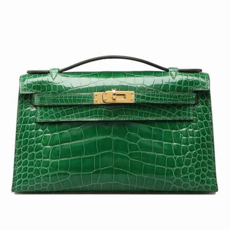 Hermès Kelly Pochette Cactus Alligator Mississippi Lisse Gold Hardware GHW A Stamp 2017 <!29554094> - The French Hunter