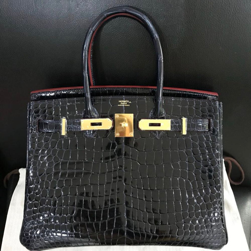 Hermès Birkin 30 Marine Contour Crocodile Porosus Lisse Gold Hardware GHW A Stamp 2017 <!29606111> - The French Hunter
