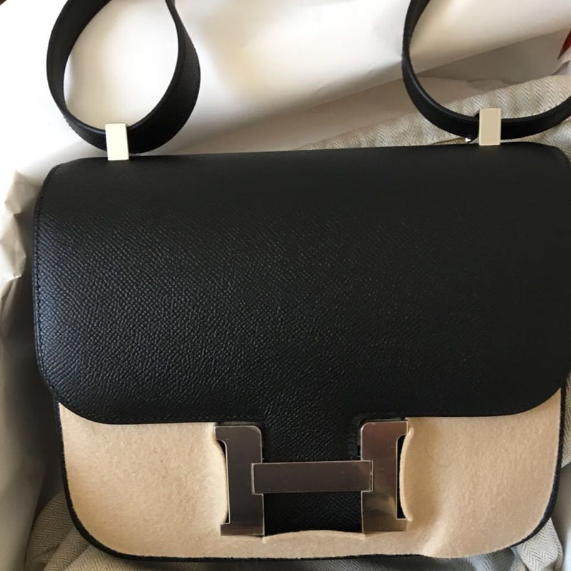 Hermès Constance 24 Noir (Black) Epsom Palladium Hardware PHW C Stamp 2018 <!29632032> <!SOLD> <!SOLD> - The French Hunter