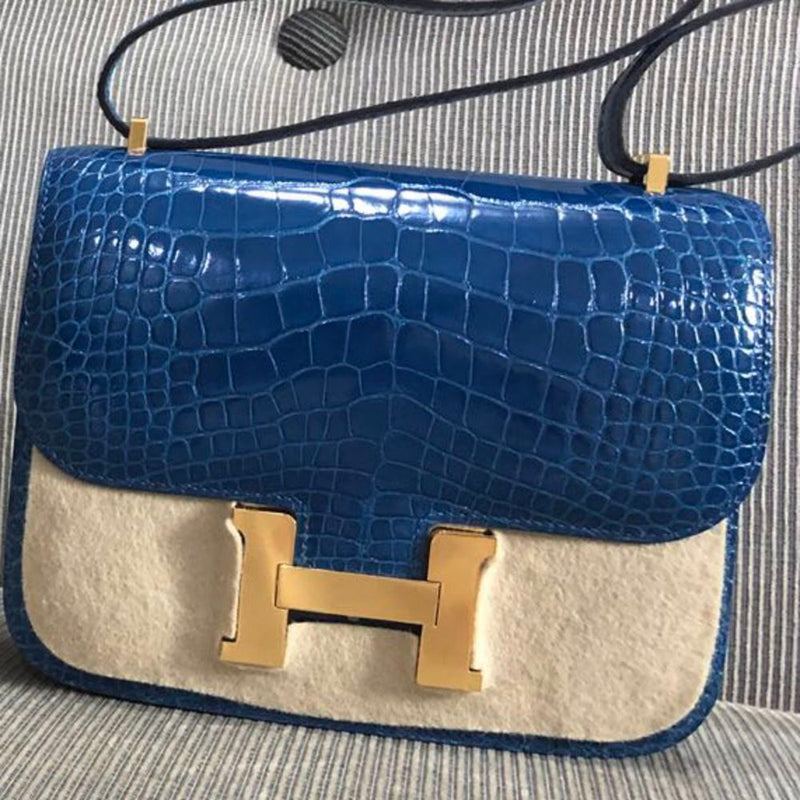 Hermès Constance 18 Mykonos Alligator Mississippi Lisse Gold Hardware GHW A Stamp 2017 <!29691135> - The French Hunter