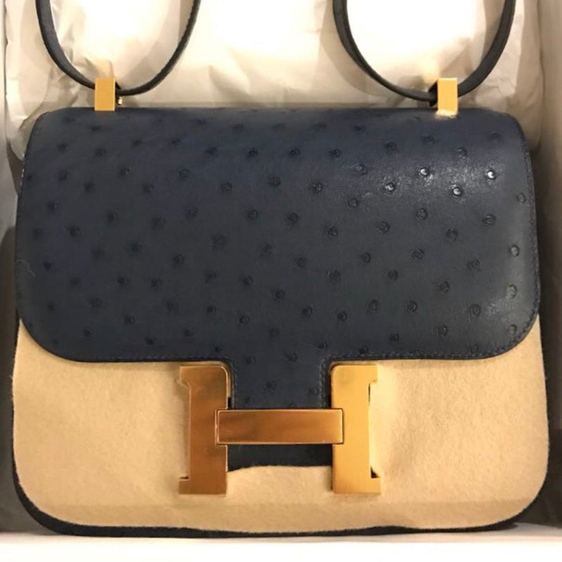 Hermès Constance 24 Bleu de Malte Ostrich Gold Hardware GHW C Stamp 2018 <!29724590> - The French Hunter