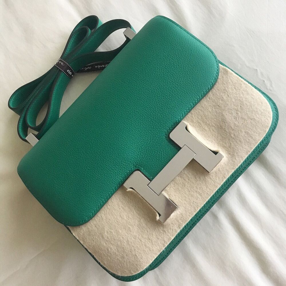 Hermès Constance 24 Vert Vertigo Evercolor Palladium Hardware PHW C Stamp 2018 <!29757004> - The French Hunter
