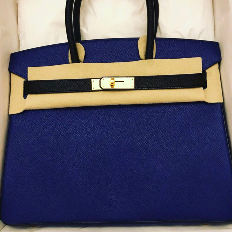Hermès Birkin HSS 30 Bleu Electrique/Noir (Black) Epsom Gold Hardware GHW X Stamp 2016 <!29781945> - The French Hunter