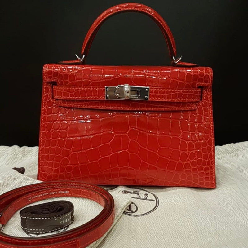 Hermès Kelly 20 Braise Alligator Mississippi Lisse Palladium Hardware PHW A Stamp 2017 <!29873299> <!SOLD> - The French Hunter