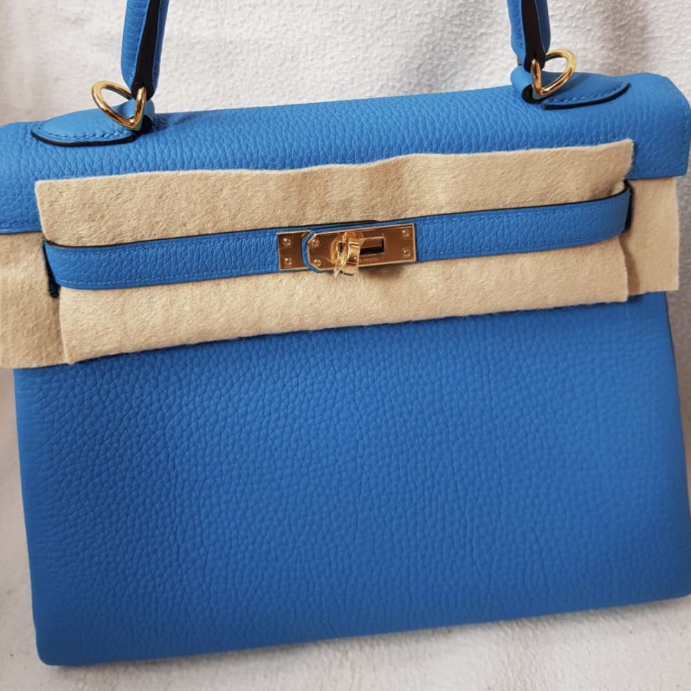 Hermès Kelly 25 Bleu Zanzibar Togo Gold Hardware GHW A Stamp 2017 <!29923489> - The French Hunter