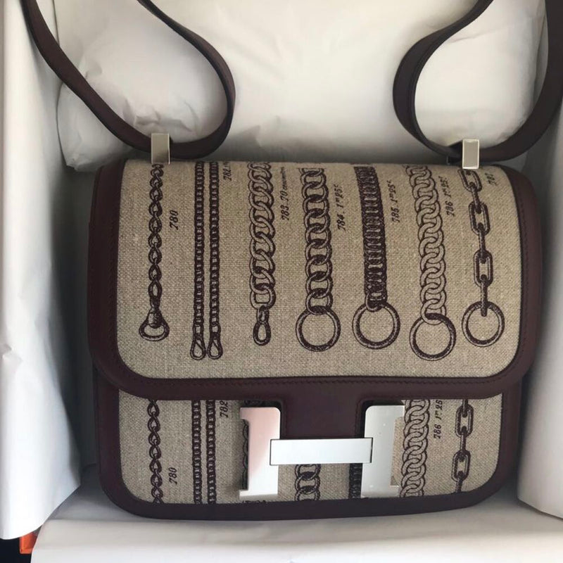 Hermès Constance Limited Edition 24 Bordeaux Toile déchaînée Etoile; Toile Palladium Hardware PHW C Stamp 2018 <!30016325> - The French Hunter