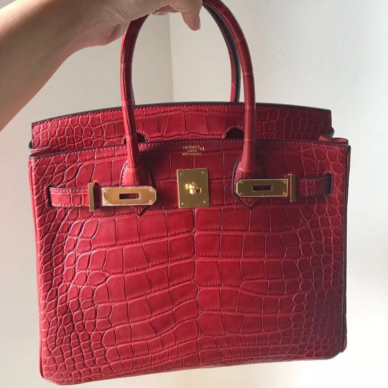 Hermès Birkin Limited Edition 30 Rouge H/Orange Poppy Verso Alligator Mississippi Matte Gold Hardware GHW C Stamp 2018 <!30063079> <!SOLD> - The French Hunter